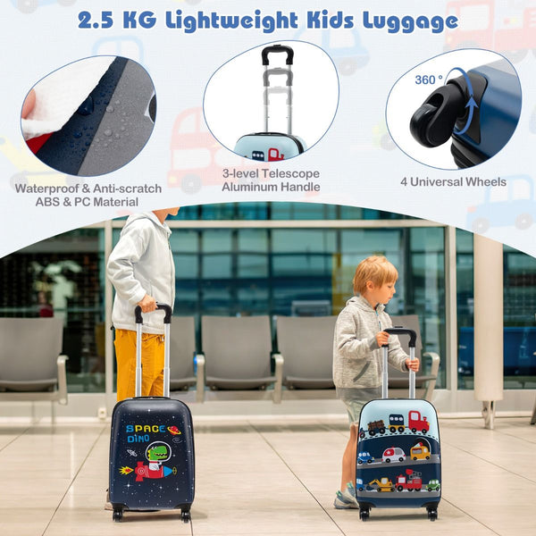 5 Piece Kids Luggage Set with Backpack and Neck Pillow & Name Tag