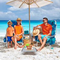Giantex 2-Pack Folding Backpack Beach Chair Table Set 5-Position Outdoor Reclining Chair