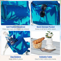 Giantex 2-Pack Folding Backpack Beach Chair Table Set 5-Position Outdoor Reclining Chair