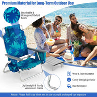 Giantex 2-Pack Folding Backpack Beach Chair Table Set 5-Position Outdoor Reclining Chair