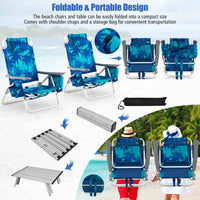 Giantex 2-Pack Folding Backpack Beach Chair Table Set 5-Position Outdoor Reclining Chair
