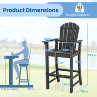 Outdoor Tall Adirondack Chair 77cm Seat Height HDPE Bar Height Bar Stool Balcony