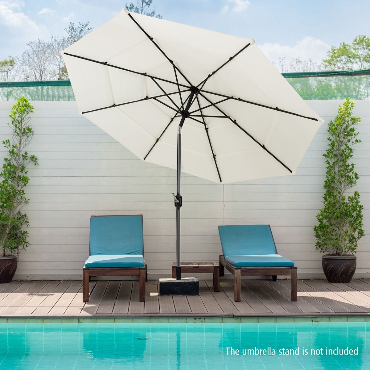 Costway 3M 3-Tier Patio Umbrella with Push Button Tilt