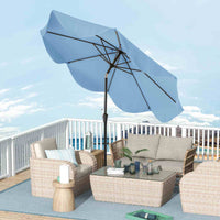 2.8M Patio Umbrella w/Crank Handle, 2-Tier Market Table Sun-Protective Umbrella