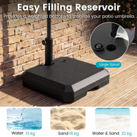 Umbrella Base for Half Patio Umbrellas 22kg Water and Sand Fillable Umbrella Stand
