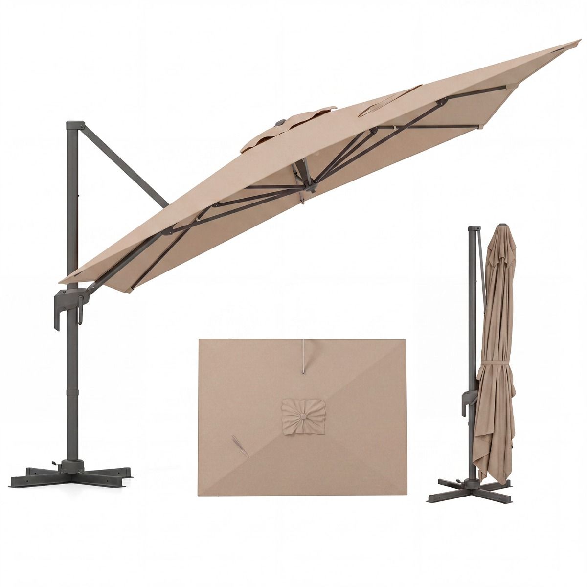 Heavy Duty Offset Umbrella with Crank Lift for Pool Deck