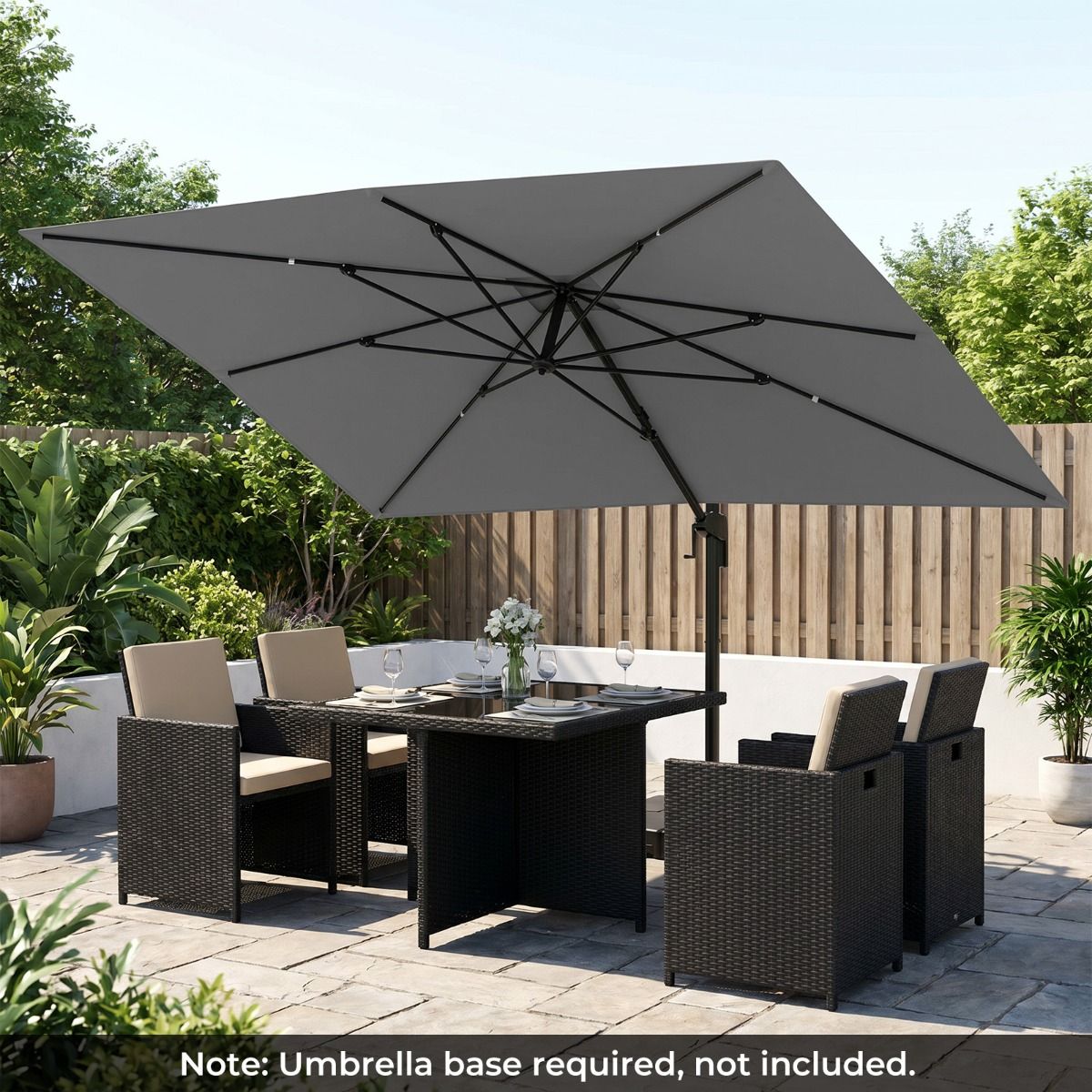 Heavy Duty Offset Umbrella with Crank Lift for Pool Deck