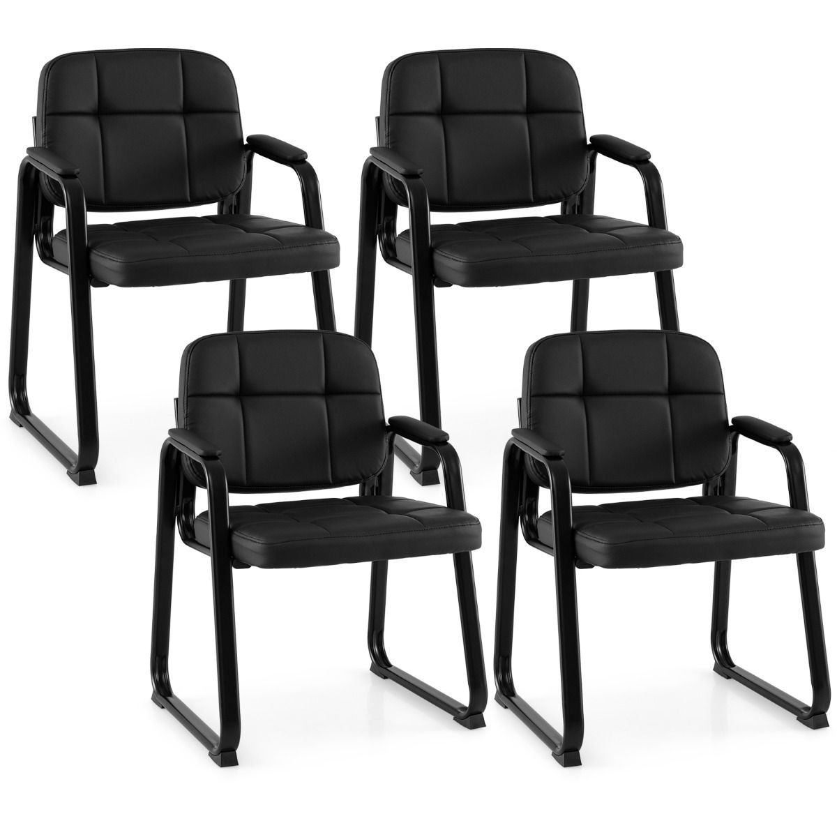 Office Reception Chairs with Padded Armrests Set of 2/4