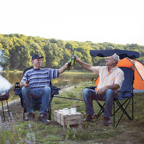 Camping Beach Chair Foldable Canopy Chair w/Sun Shade Outdoor