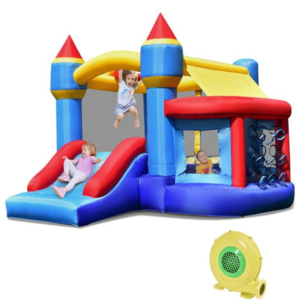 5-in-1 Inflatable Kids Jumping Castle Bouncer with Slide (No Blower)