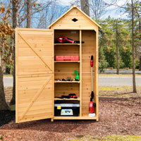 Lockable Fir Wood Garden Tool Storage Cabinet with shelves for Garden