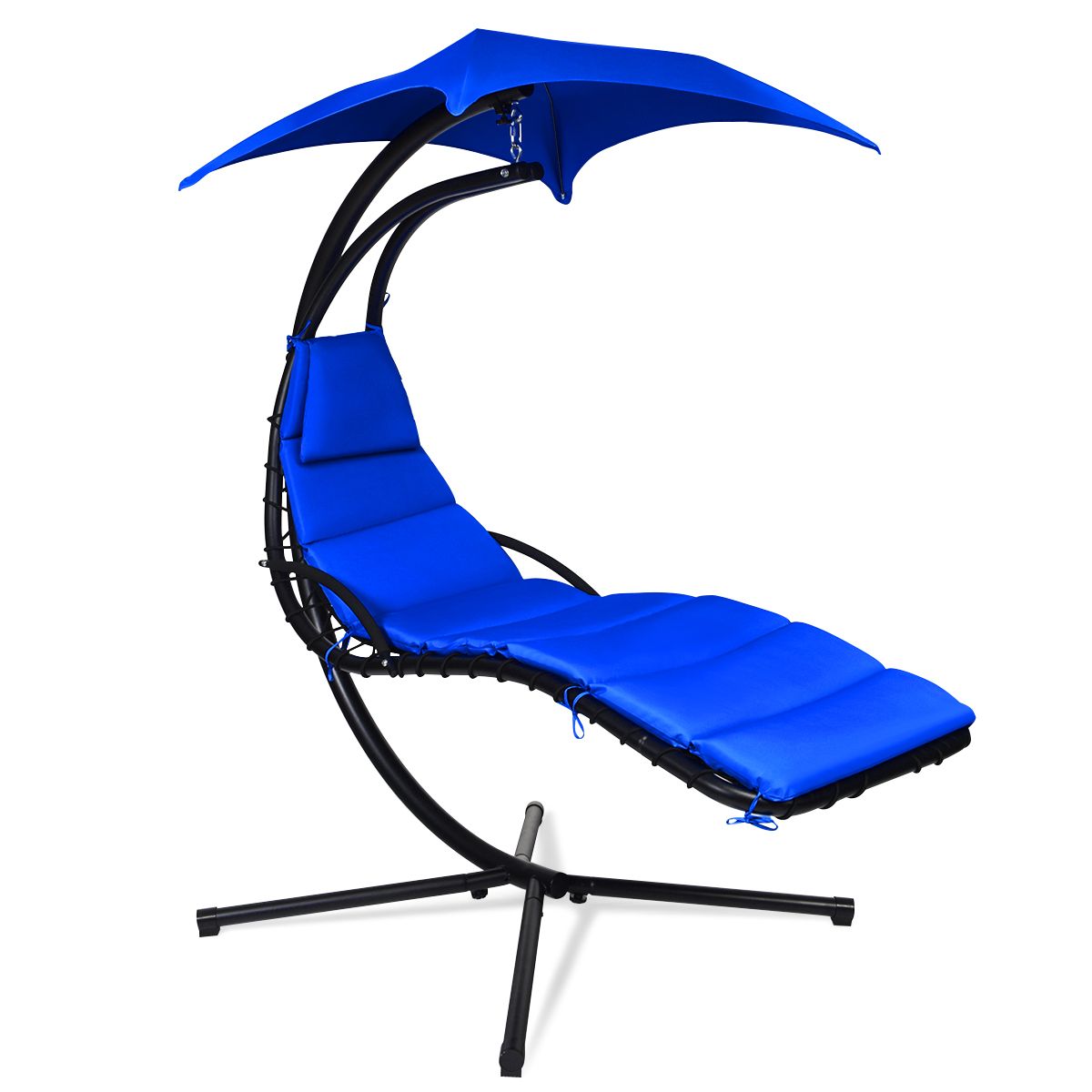 Hanging Lounger Chair with Canopy & Cushion Built-in Pillow