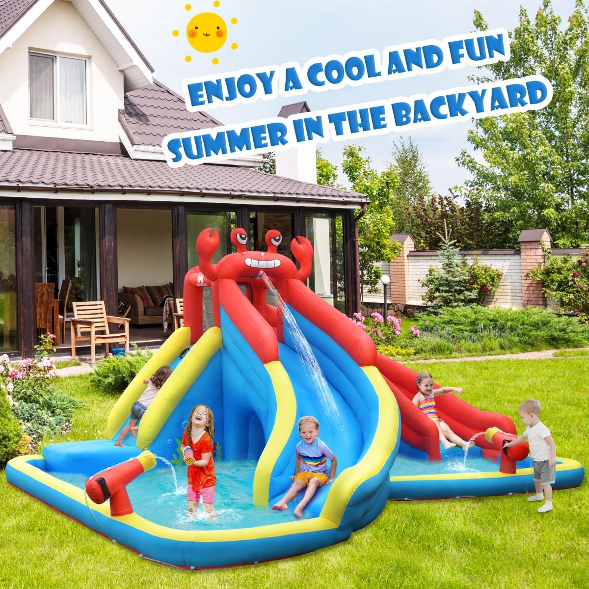 Inflatable Water Slide with Climbing Wall
