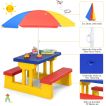 Kids Colorful Picnic Table Set with Removable Umbrella