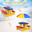 Kids Colorful Picnic Table Set with Removable Umbrella