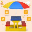 Kids Colorful Picnic Table Set with Removable Umbrella