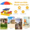 Kids Colorful Picnic Table Set with Removable Umbrella