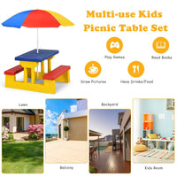 Kids Colorful Picnic Table Set with Removable Umbrella