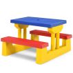 Kids Colorful Picnic Table Set with Removable Umbrella