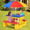 Kids Colorful Picnic Table Set with Removable Umbrella