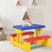 Kids Colorful Picnic Table Set with Removable Umbrella