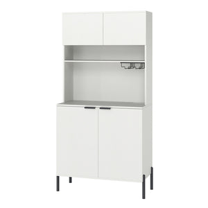 Kitchen Pantry Cabinet with Charging Station, 164 cm Tall Wine Bar Cabinet