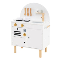 Play Kitchen for Kids, Wooden Kitchen Playset with Stoves, Faucet, Sink, Microwave & Oven