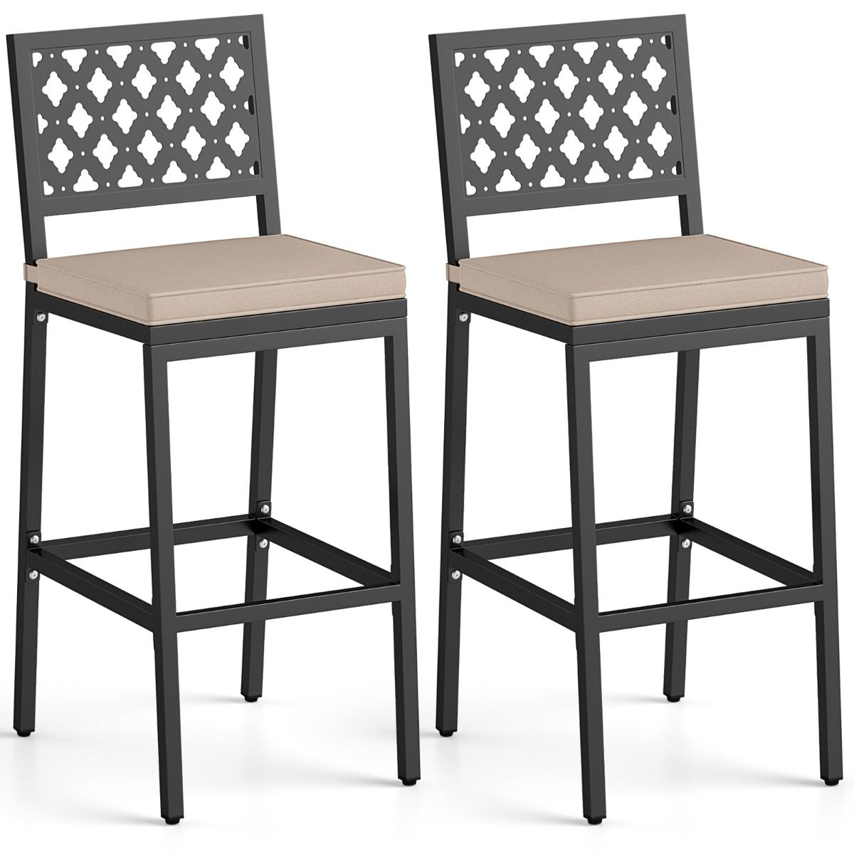 69 cm Outdoor Bar Stools Set of 2 with Removable Cushions