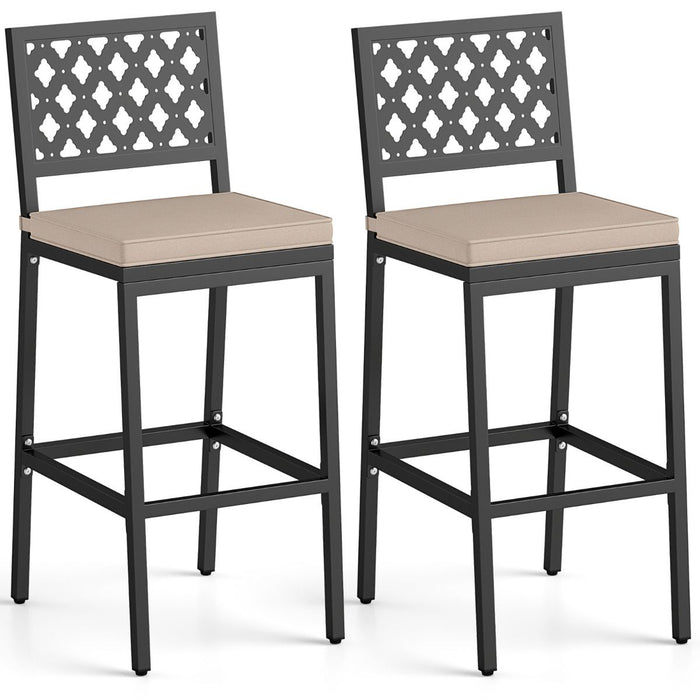 69 cm Outdoor Bar Stools Set of 2 with Removable Cushions