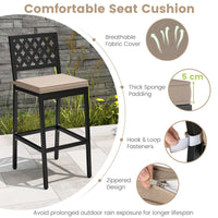 69 cm Outdoor Bar Stools Set of 2 with Removable Cushions