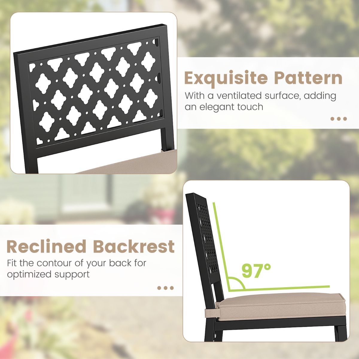 69 cm Outdoor Bar Stools Set of 2 with Removable Cushions