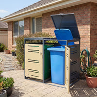 Outdoor Metal Garbage Bin Storage Shed with Gas Strut and Shock Absorber