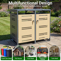 Outdoor Metal Garbage Bin Storage Shed with Gas Strut and Shock Absorber