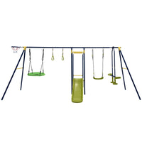 7-in-1 Outdoor Swing Set with Ground Stakes for Garden/Backyard/Park