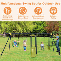 7-in-1 Outdoor Swing Set with Ground Stakes for Garden/Backyard/Park