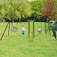 7-in-1 Outdoor Swing Set with Ground Stakes for Garden/Backyard/Park