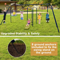 7-in-1 Outdoor Swing Set with Ground Stakes for Garden/Backyard/Park