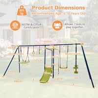 7-in-1 Outdoor Swing Set with Ground Stakes for Garden/Backyard/Park