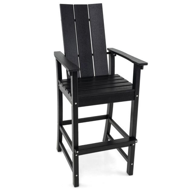 Outdoor Tall Adirondack Chair Bar Stool with Backrest and Footrest