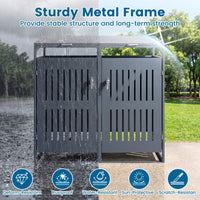 Outdoor Trash Can Storage Shed for 2 Bins with Gas Struts
