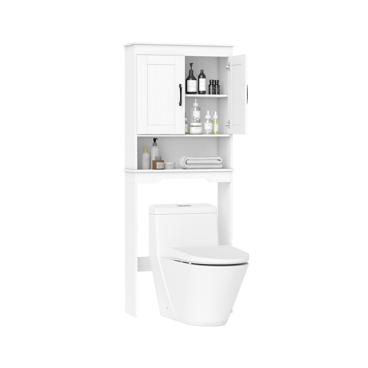 Over The Toilet Storage Cabinet with 2 Doors and Adjustable Shelf