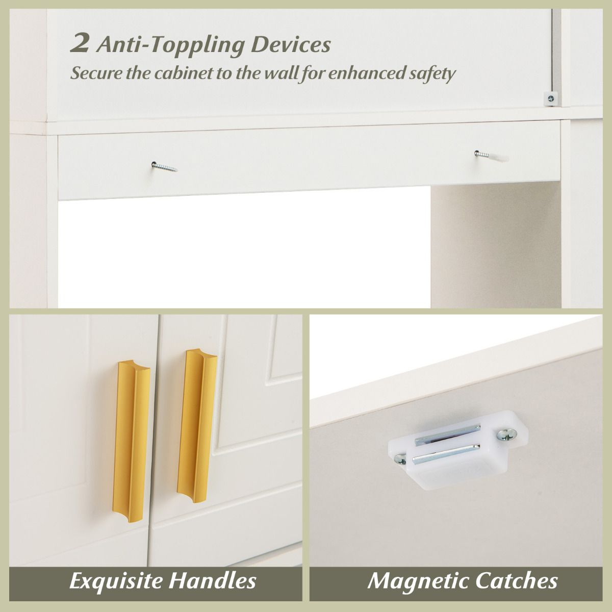 Freestanding Over Toilet Storage Shelf with 2-Door Cabinet