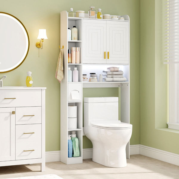 Freestanding Over Toilet Storage Shelf with 2-Door Cabinet