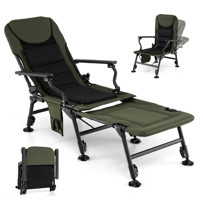 Oversized Foldable Fishing Chair for Adults with Detachable Footrest and Adjustable Feet