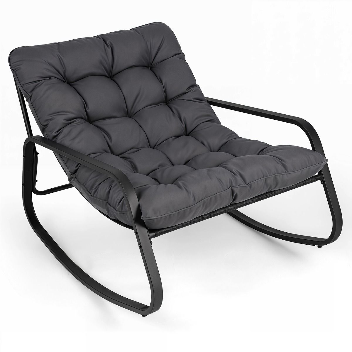 Large Outdoor Lounge Chair Rocking with Thick Cushion for Garden
