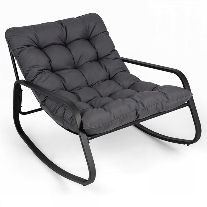 Large Outdoor Lounge Chair Rocking with Thick Cushion for Garden