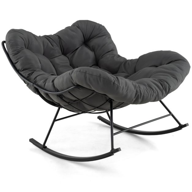 Oversized Papasan Chair with Padded Cushion & Metal Frame