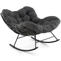 Oversized Papasan Chair with Padded Cushion & Metal Frame