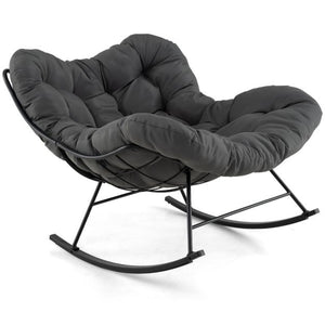 Oversized Papasan Chair with Padded Cushion & Metal Frame