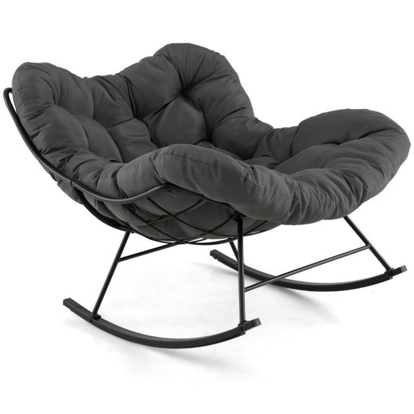 Oversized Papasan Chair with Padded Cushion & Metal Frame
